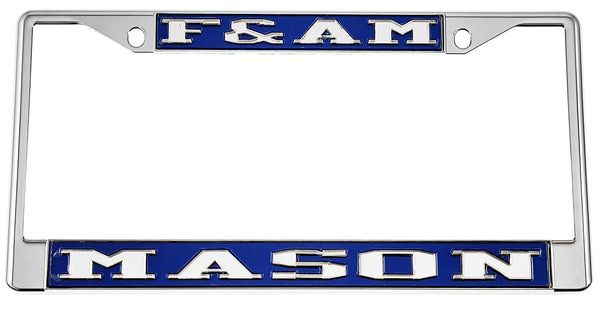 F&AM Mason License Plate Frame [Blue/Silver - Car or Truck - Silver Standard Frame]
