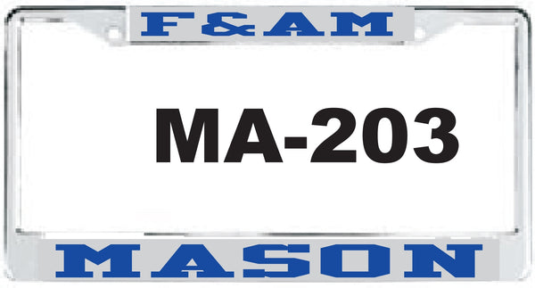 F&AM Mason License Plate Frame [Silver/Blue - Car or Truck - Silver Standard Frame]