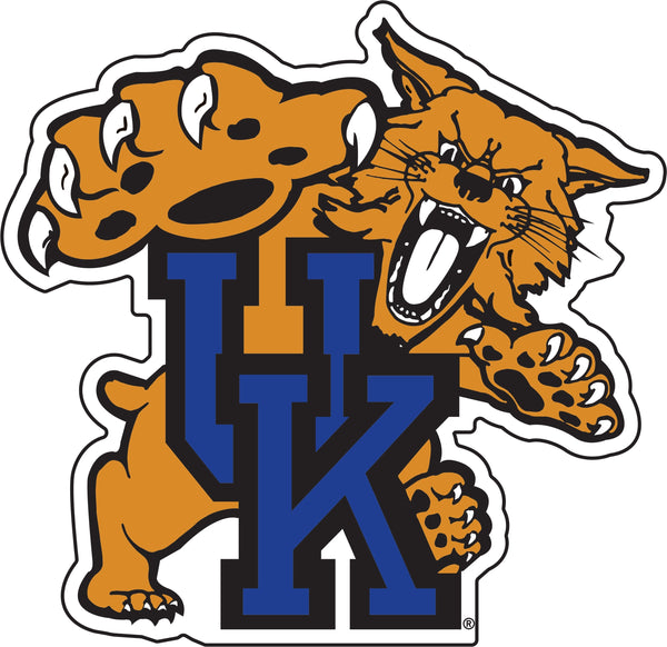 Kentucky Wildcats Cat UK Logo Reflective Decal Sticker [White - 4"]
