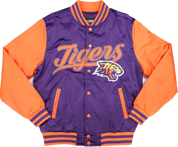 Big Boy Edward Waters Tigers S7 Light Weight Mens Baseball Jacket [Purple]
