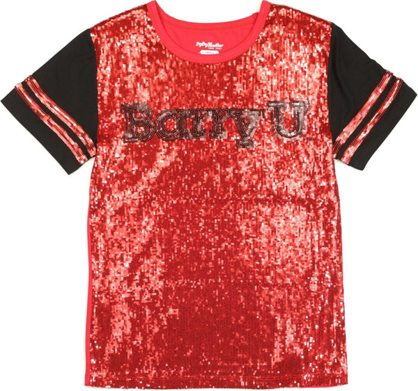 Big Boy Barry Buccaneerss S6 Womens Sequins Tee [Red]