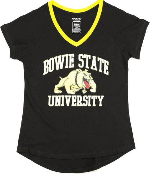 Big Boy Bowie State Bulldogs S3 Womens V-Neck Tee [Black]