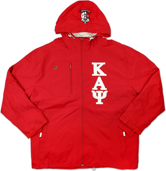Big Boy Kappa Alpha Psi Divine 9 Mens Hooded Windbreaker Jacket [Crimson Red]
