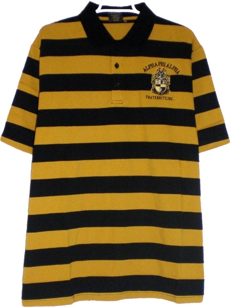 Buffalo Dallas Alpha Phi Alpha Striped Rugby Shirt [Black/Gold - Short Sleeve]