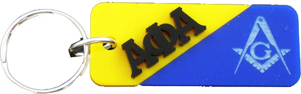 Alpha Phi Alpha + Mason Symbol Mirror Split Keychain [Gold/Blue - 3"]