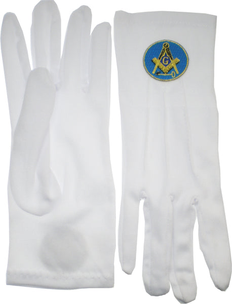 International Mason Emblem Mens Ritual Gloves [White - Large]