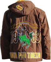 Big Boy Iota Phi Theta Divine 9 S3 Mens Hooded Windbreaker Jacket [Brown]