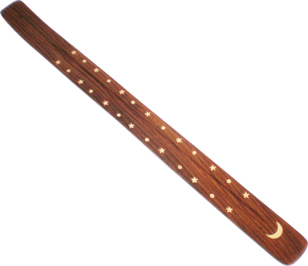 New Age Sun Moon & Stars Flat Jumbo Canoe Incense Burner [Pre-Pack - White - 18.25"]