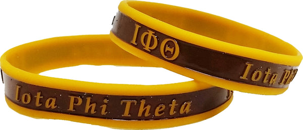 Iota Phi Theta 2-Tone Color Silicone Bracelet [Pre-Pack - Gold/Brown - 8"]