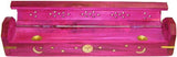 New Age Carved Coffin Brass Inlay Ash Catcher Incense Stick & Cone Holder [Pink - 12"]