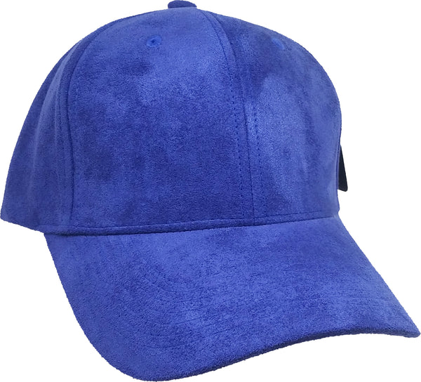 Plain Suede Leather Mens Baseball Cap [Royal Blue - Adjustable Size - Curved Bill]
