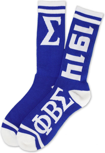 Big Boy Phi Beta Sigma Divine 9 S3 Athletic Mens Socks [Royal Blue]