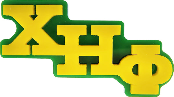 Chi Eta Phi Large Acrylic Letter Pin [Green/Yellow - 3" x 1"]