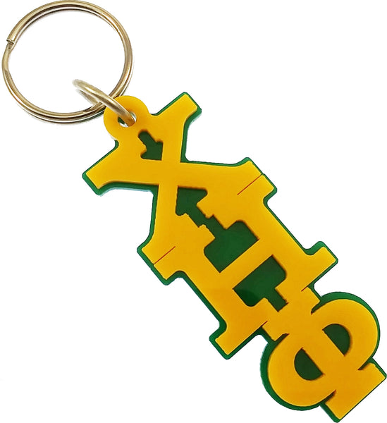 Chi Eta Phi Large Letter Key Chain [Green/Yellow - 3.5" x 1.25"]