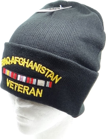 Iraq-Afghanistan Veteran M027 Mens Cuffed Beanie Cap [Black]