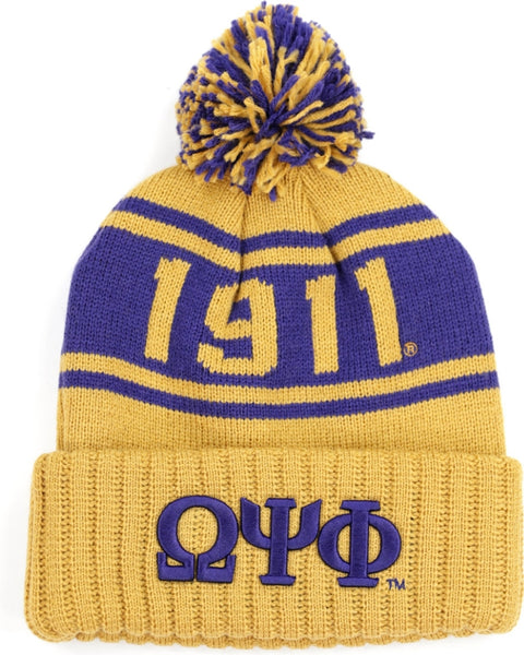 Big Boy Omega Psi Phi Divine 9 S252 Mens Beanie With Ball [Gold]