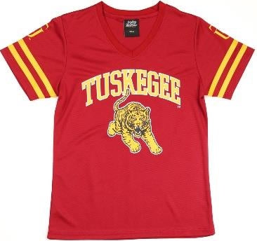 Big Boy Tuskegee Golden Tigers Womens Football Tee [Crimson Red]
