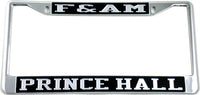 F&AM Prince Hall Mason License Plate Frame [Black/Silver - Car or Truck - Silver Standard Frame]