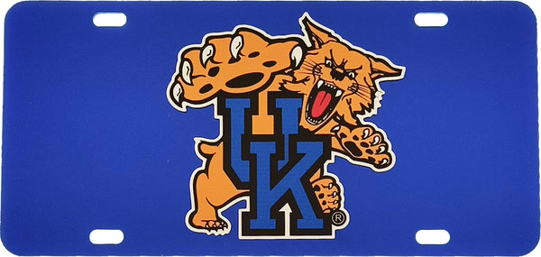 Kentucky Wildcats Reflective Logo Mirror Car Tag [Blue/Blue - Car or Truck]