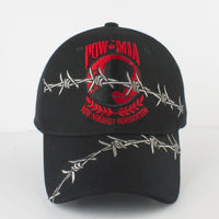 POW MIA Barbed Wire Mens Cap [Black/Red - Adjustable Size]