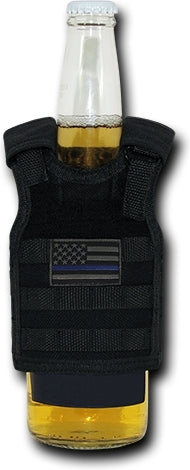 Rapid Dominance Thin Blue Line Tactical Mini Vest Bottle Koozie [Black - Adjustable Size]