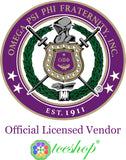 Omega Psi Phi Outlined Mirror License Plate [Black/Purple/Gold - Car or Truck]