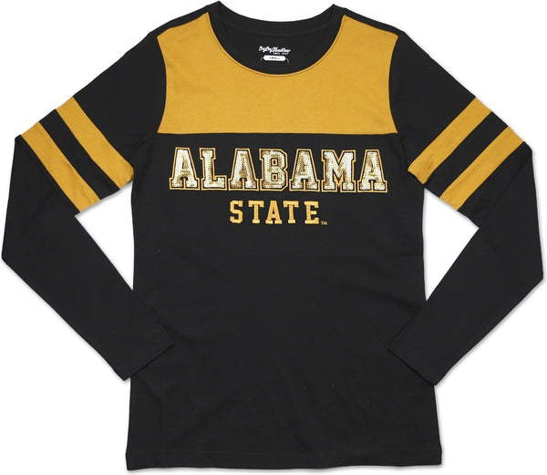 Big Boy Alabama State Hornets Ladies Long Sleeve Tee [Black]
