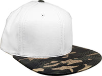 Plain PU Leather Camo Snapback Mens Cap [White/Bronze Camo]