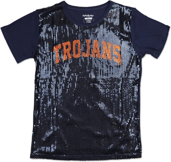Big Boy Virginia State Trojans S3 Ladies Sequins Tee [Navy Blue]
