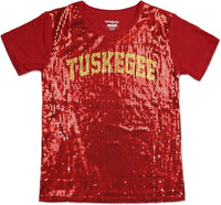 Big Boy Tuskegee Golden Tigers S3 Ladies Sequins Tee [Crimson Red]