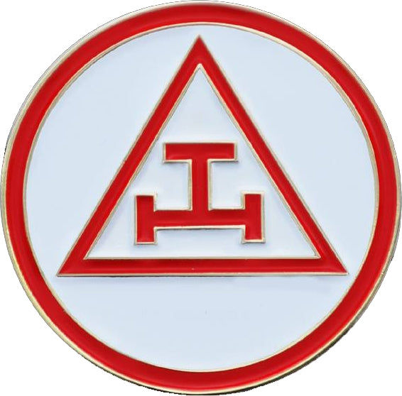 Mason Triple Tau Royal Arch Round Lapel Pin [White]