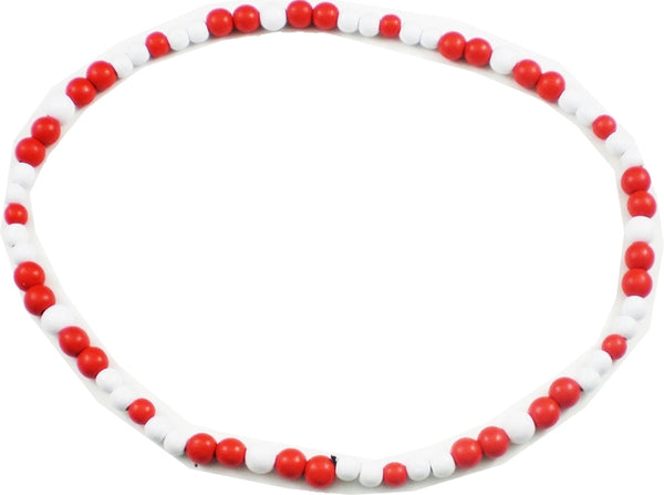 Greek Wood Color Bead Tiki Necklace [Red/White]