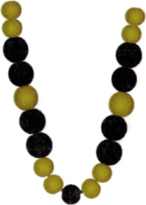 Greek Wood Color Bead Tiki Necklace [Black/Gold]