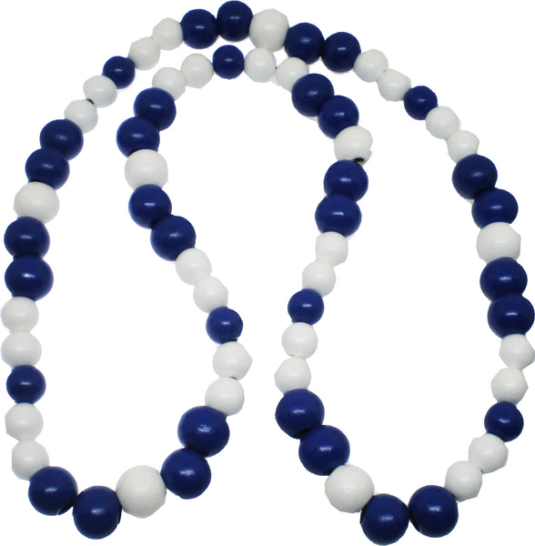 Greek Wood Color Bead Tiki Necklace [Blue/White]