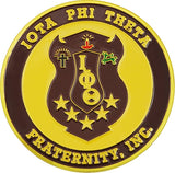 Iota Phi Theta 3D Shield Round Car Badge Emblem [Brown]