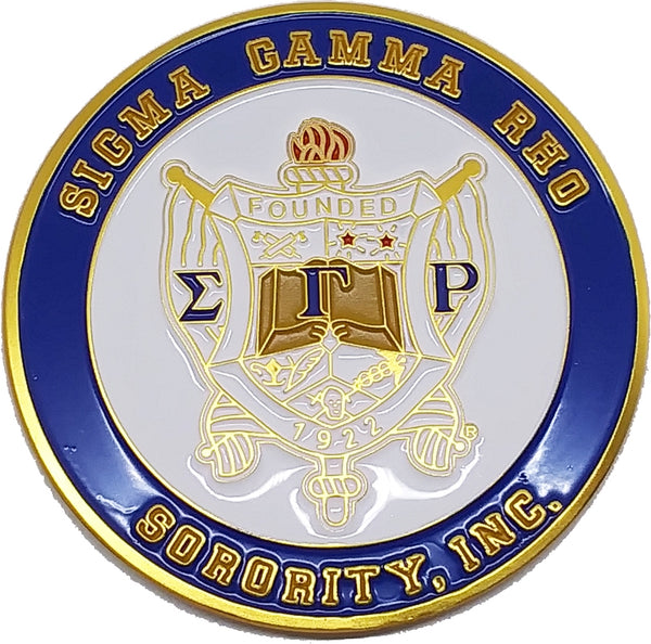 Sigma Gamma Rho 3D Crest Round Car Badge Emblem [White]