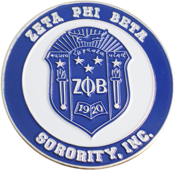 Zeta Phi Beta 3D Crest Round Car Badge Emblem [Blue]