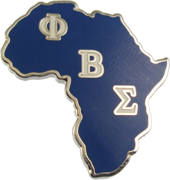 Phi Beta Sigma Africa Shaped Lapel Pin [Silver]