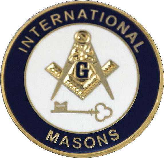 International Masons Key Round Lapel Pin [Gold]