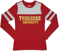 Big Boy Tuskegee Golden Tigers Ladies Long Sleeve Tee [Crimson Red]