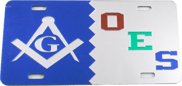 Mason + Eastern Star Split Mirror License Plate [Blue/Silver/Silver]
