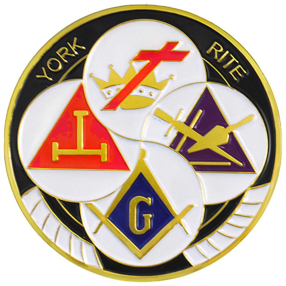 York Rite Symbols Round Car Emblem [White] – TCEShop
