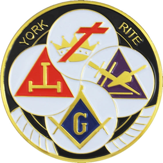 York Rite Symbols Round Car Emblem [White]
