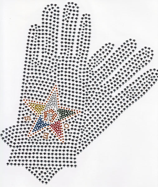 Eastern Star Ritual Gloves Rhinestone Heat Transfer [Silver]