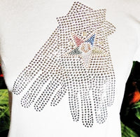 Eastern Star Ritual Gloves Rhinestone Heat Transfer [Silver]