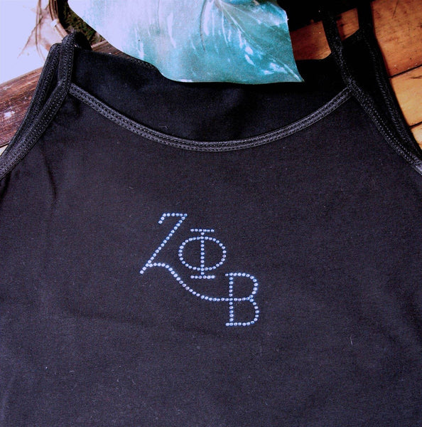 Zeta Phi Beta Small Fun Letters Rhinestone Heat Transfer [Blue]
