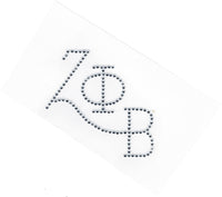 Zeta Phi Beta Small Fun Letters Rhinestone Heat Transfer [Silver]