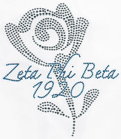 Zeta Phi Beta Rose Rhinestud Heat Transfer [Silver]
