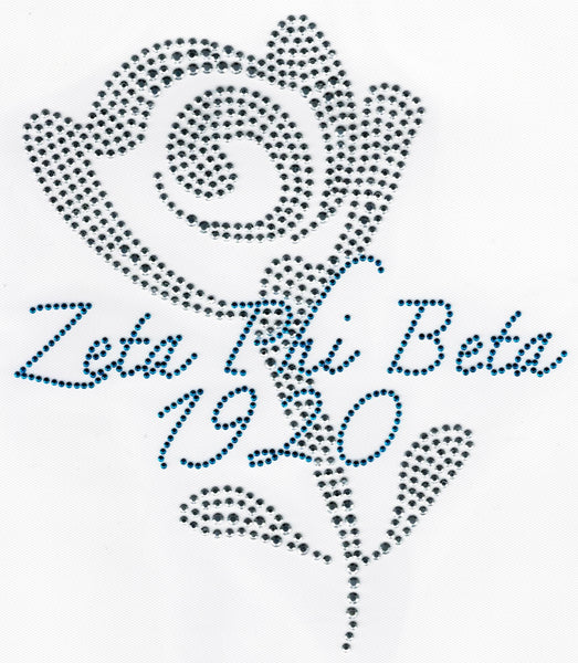 Zeta Phi Beta Rose Rhinestud Heat Transfer [Silver]