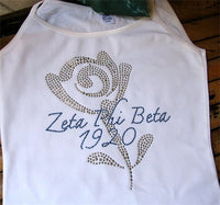 Zeta Phi Beta Rose Rhinestud Heat Transfer [Silver]